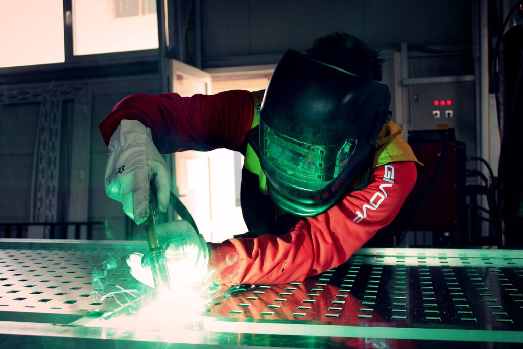 Laser cut sheet being welded